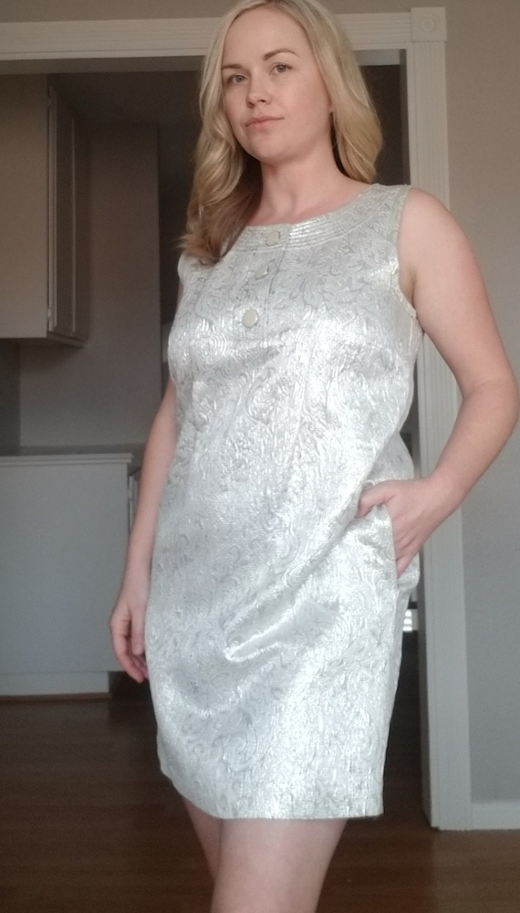 Silver brocade Michael Kors dress